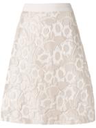 Luisa Cerano Embossed Detail A-line Skirt - Nude & Neutrals
