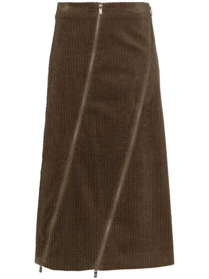 Asai High-waist Zip Detail Midi-skirt - Green