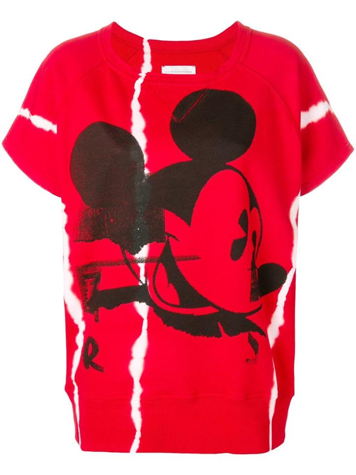 Faith Connexion Mickey Mouse Print Short-sleeve Sweatshirt - Red