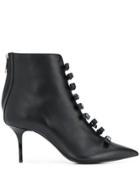 Msgm Logo Bow Pointed Toe Boots - Black