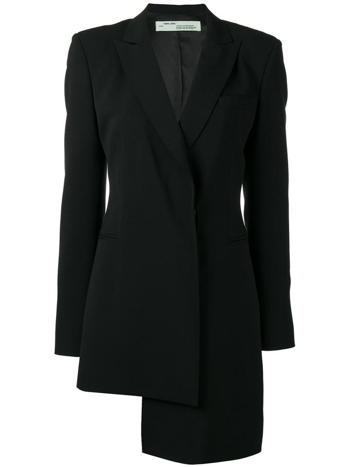 Off-white - Longline Split Hem Blazer - Women - Polyester/spandex/elastane/wool - M, Black, Polyester/spandex/elastane/wool