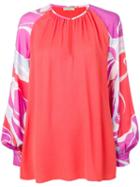 Emilio Pucci Contrast Rivera Print Sleeve Blouse - Red