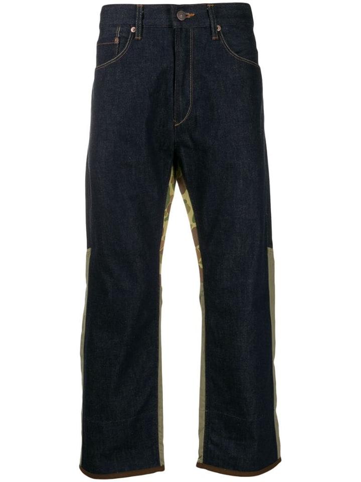 Junya Watanabe Man X Levi's Deconstructed Cropped Trousers - Blue