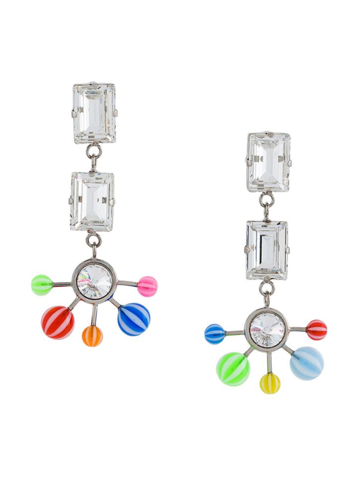 Jiwinaia Crystal And Multi Bead Drop Earrings - Metallic