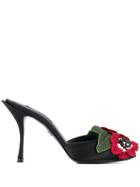 Dolce & Gabbana Embroidered Flower Detail Sandals - Black