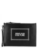 Versace Jeans Couture Logo Print Zipped Clutch - Black