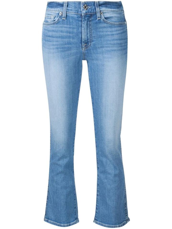 7 For All Mankind Cropped Bootcut Jeans, Women's, Size: 29, Blue, Cotton/polyester/spandex/elastane