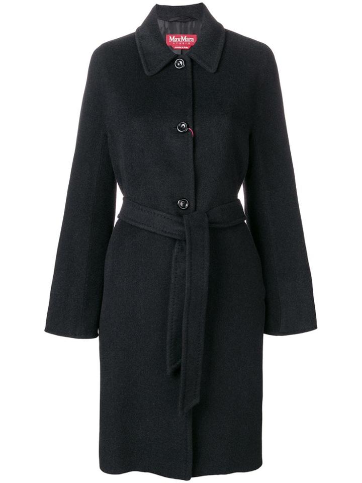 Max Mara Studio Single-breasted Belted Coat - Black