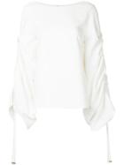 Osman Ruched Sleeve Blouse - White