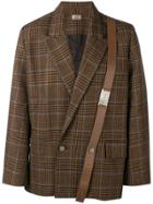 Necessity Sense Double Breasted Check Blazer - Brown