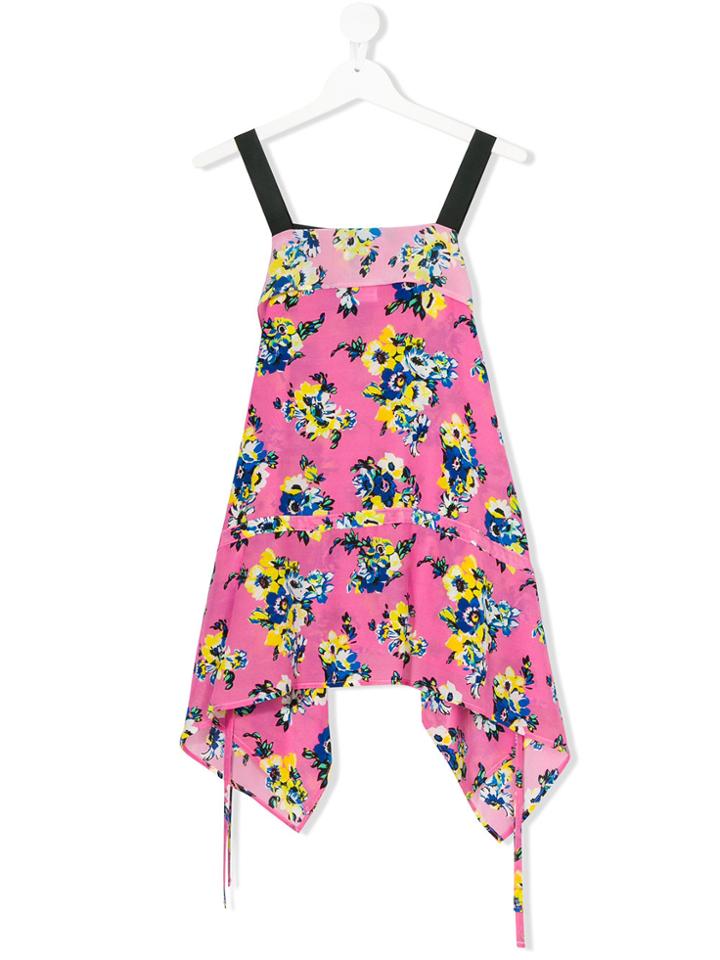 Msgm Kids Teen Floral Print Top - Pink & Purple