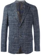 Etro Woven Button Blazer, Men's, Size: 48, Blue, Cotton/silk/cupro