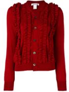 Comme Des Garçons Comme Des Garçons Ruffled Cardigan, Women's, Size: Small, Red, Wool
