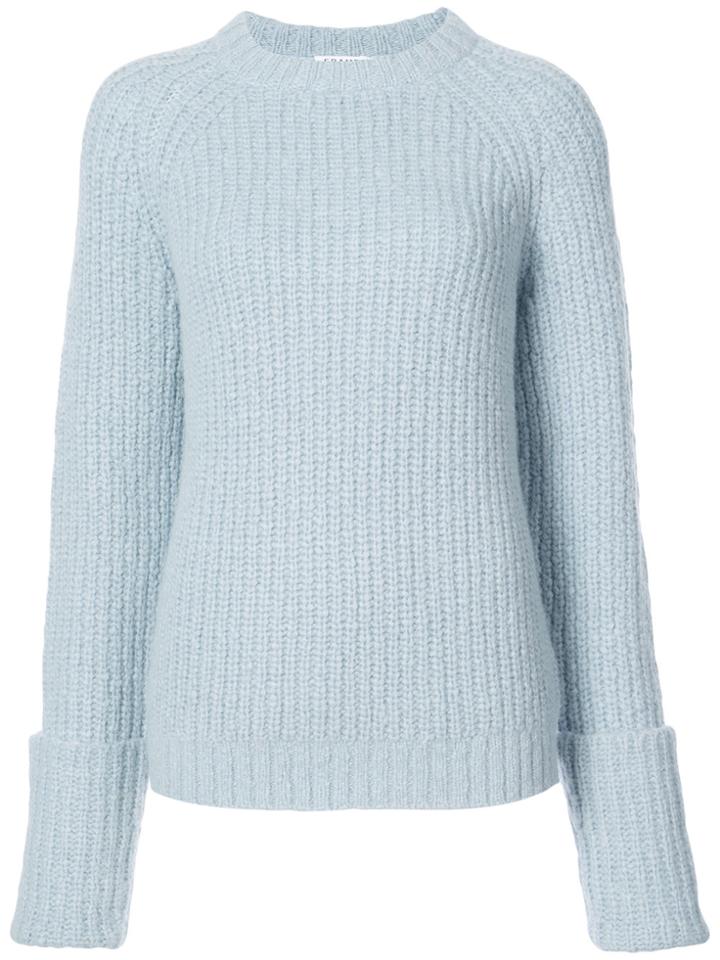 Frame Denim Cuffed Raglan Crewneck Jumper - Blue