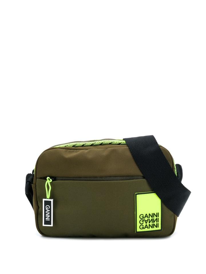 Ganni Green Logo Cross Body Bag