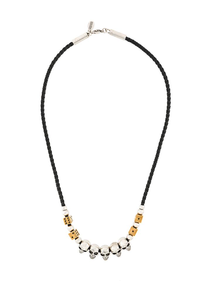 Alexander Mcqueen Skull And Dice Beaded Necklace - Black