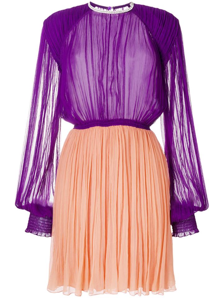 Nina Ricci Pleated Flared Dress - Pink & Purple