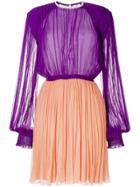 Nina Ricci Pleated Flared Dress - Pink & Purple