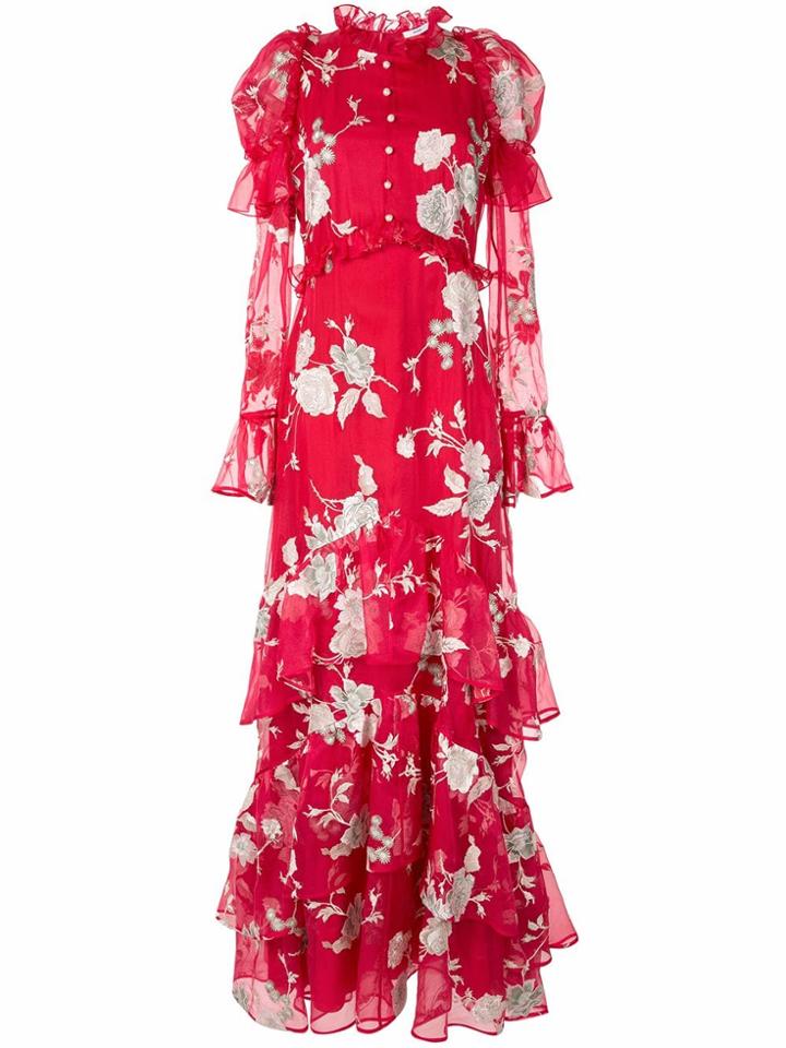 Erdem Floral Print Evening Dress - Red