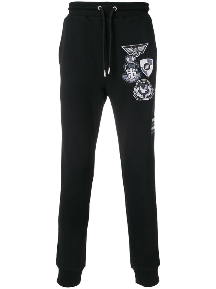 Les Hommes Urban Badge Detail Track Pants - Black