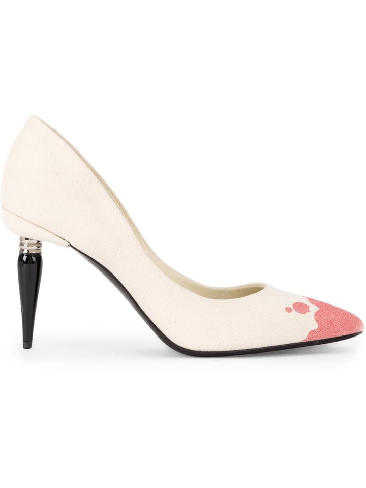 Oscar De La Renta Dipped Mariacarla Pumps - Nude & Neutrals