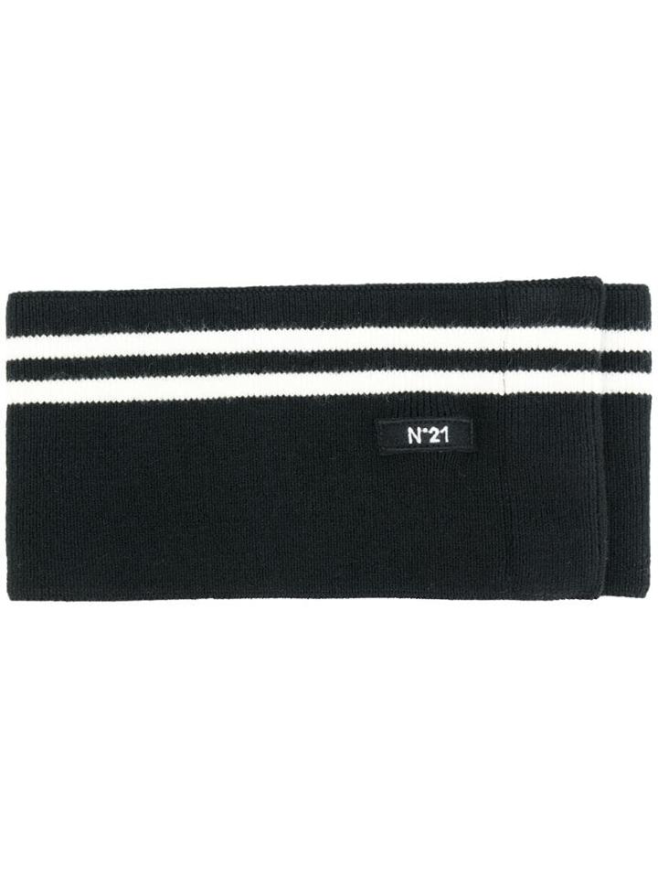 Nº21 Striped Knit Belt - Black