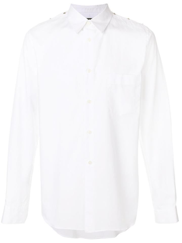 Black Comme Des Garçons Stud Shoulder Shirt - White