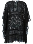 Valentino Sangallo Cape Dress, Women's, Size: 42, Black, Cotton/polyester