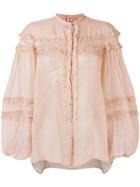 No21 Embellished Ruffle Blouse - Nude & Neutrals