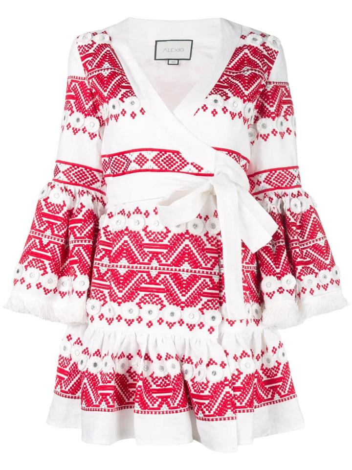 Alexis Cheryl Embroidered Wrap Dress - White