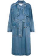 Msgm Double Breasted Denim Coat - Blue