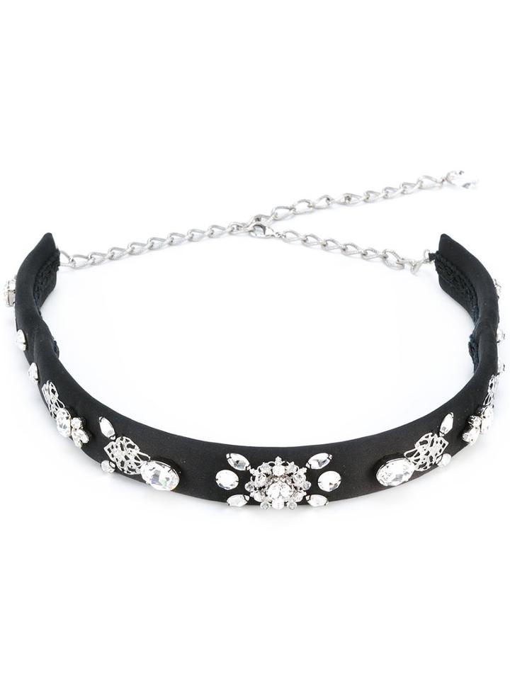Dolce & Gabbana Crystal Embellished Belt, Women's, Black, Other Fibres/crystal/metal