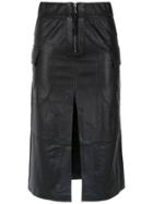 Andrea Bogosian Leather Midi Skirt - Black