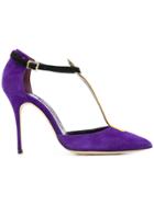 Manolo Blahnik Vree T-bar Pumps - Purple