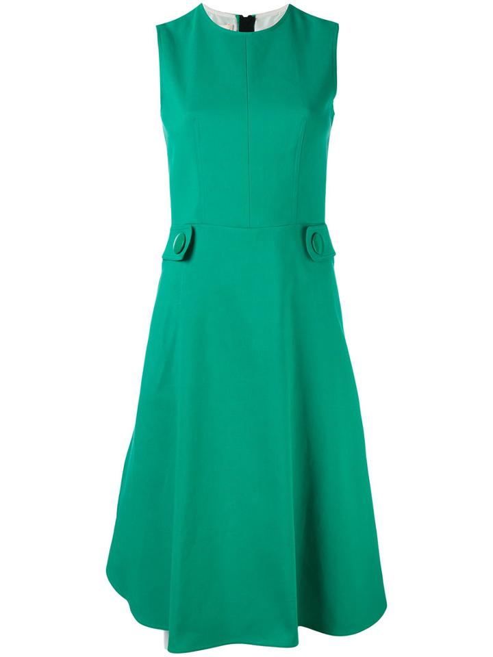 Marni - Flared Button Tab Dress - Women - Silk/cotton - 42, Green, Silk/cotton