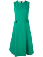 Marni - Flared Button Tab Dress - Women - Silk/cotton - 42, Green, Silk/cotton