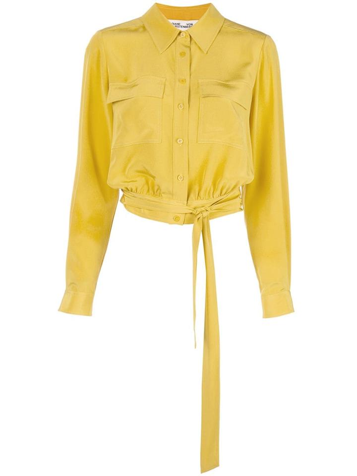 Diane Von Furstenberg Everlynn Cropped Shirt - Yellow