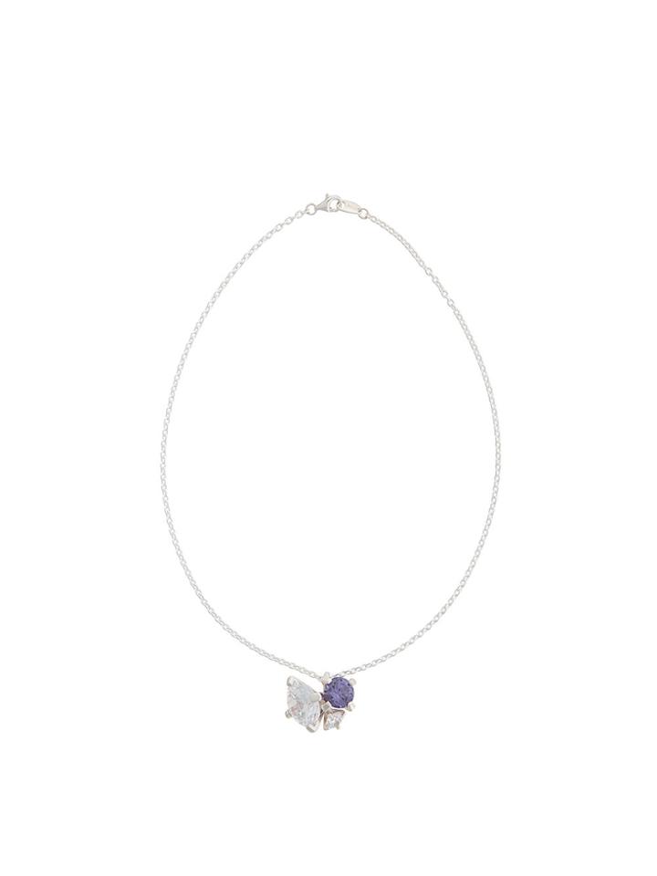 E.m. Crystal Pendant Necklace - Metallic