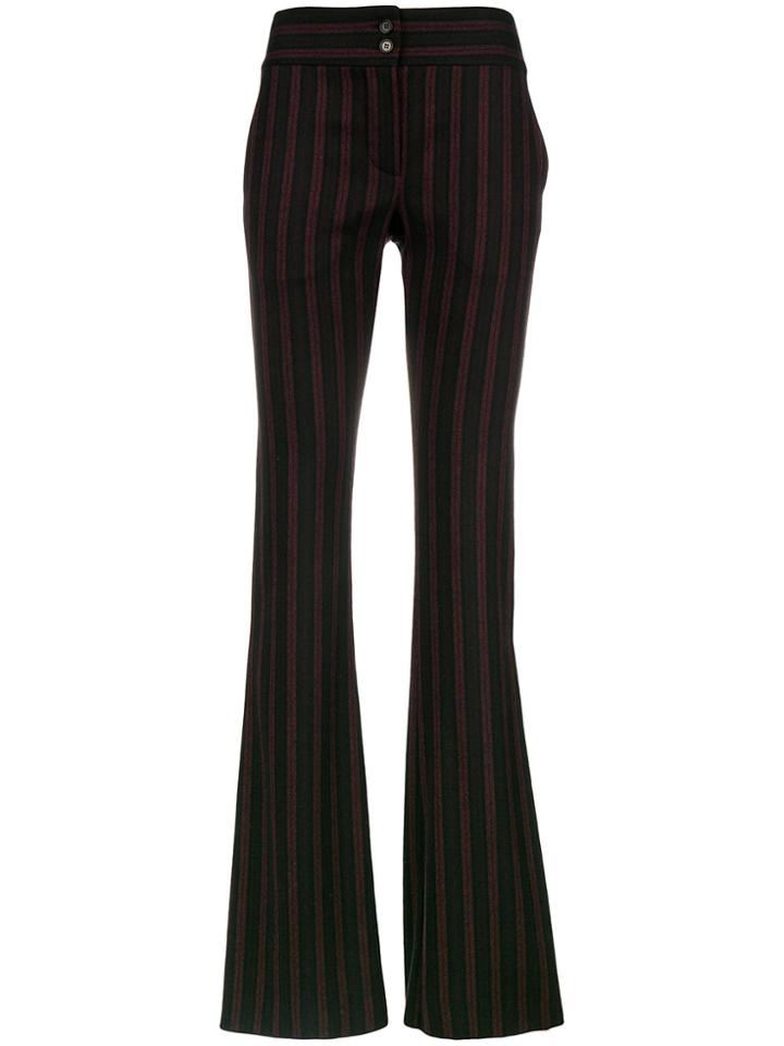 Romeo Gigli Vintage Stripe Flared Tailored Trousers - Black