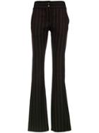 Romeo Gigli Vintage Stripe Flared Tailored Trousers - Black