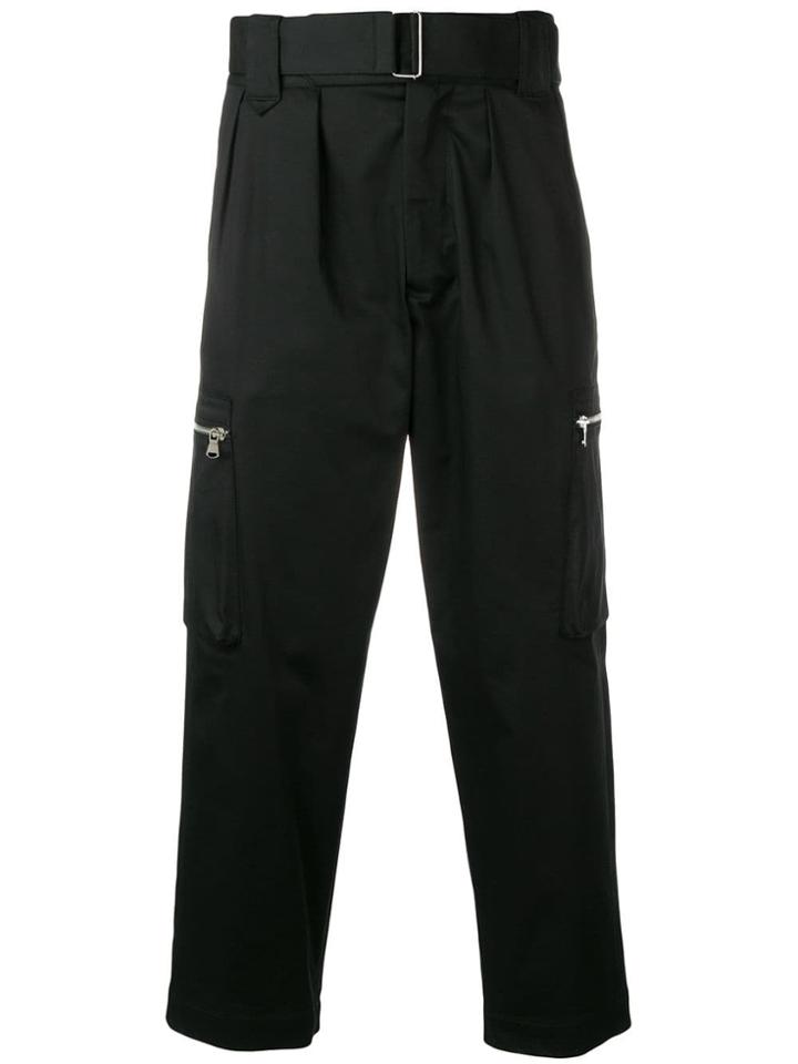 Christian Pellizzari Cropped Belted Trousers - Black