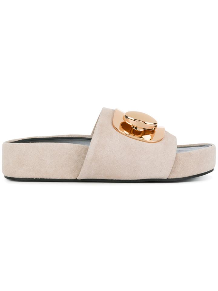 Stella Luna Buckle Platform Slides - Nude & Neutrals