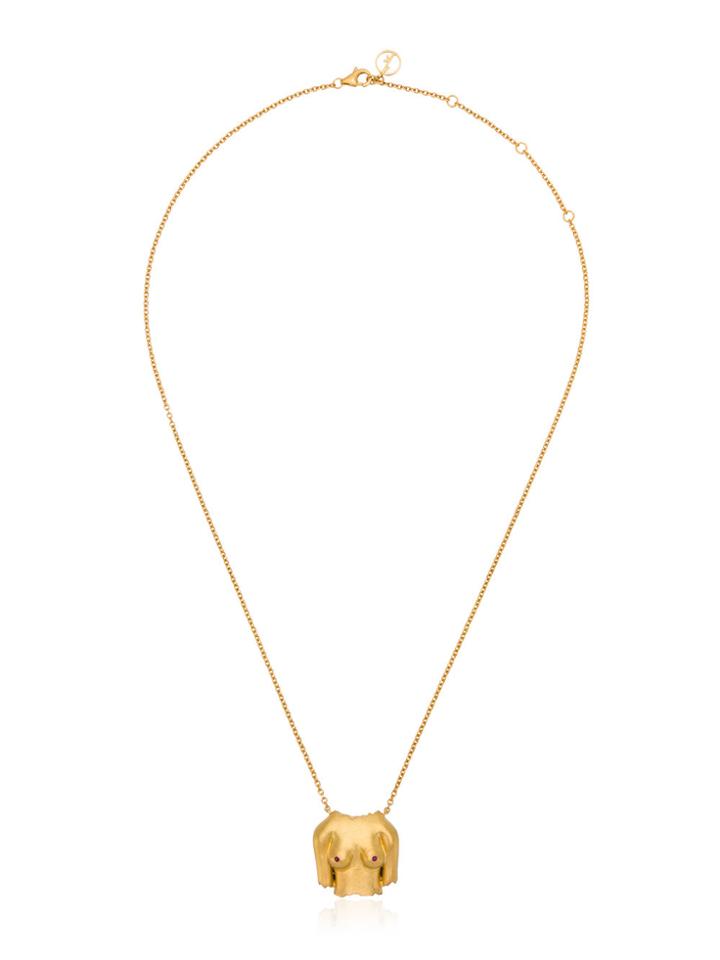 Anissa Kermiche Rubies Boobies Doré Pendant Necklace - Metallic