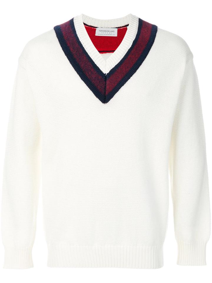 Tomorrowland Tilden V-neck Sweater - White