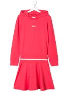 Dkny Kids Teen Small Logo Print Dress - Pink