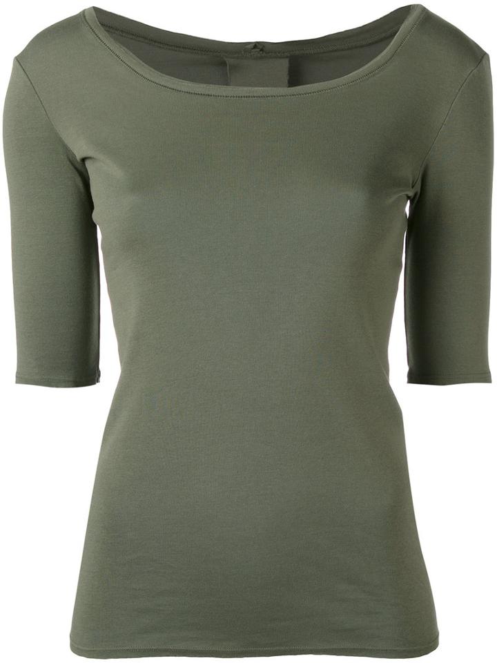 Kristensen Du Nord - Scoop Neck T-shirt - Women - Cotton - 0, Green, Cotton