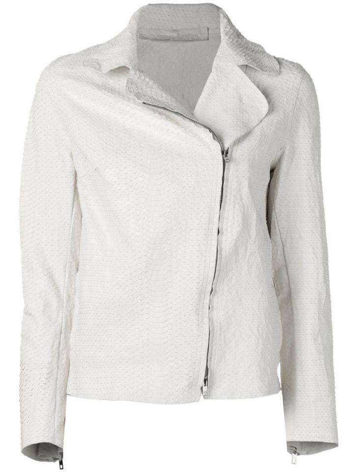 Salvatore Santoro Sakeskin Effect Leather Jacket - White