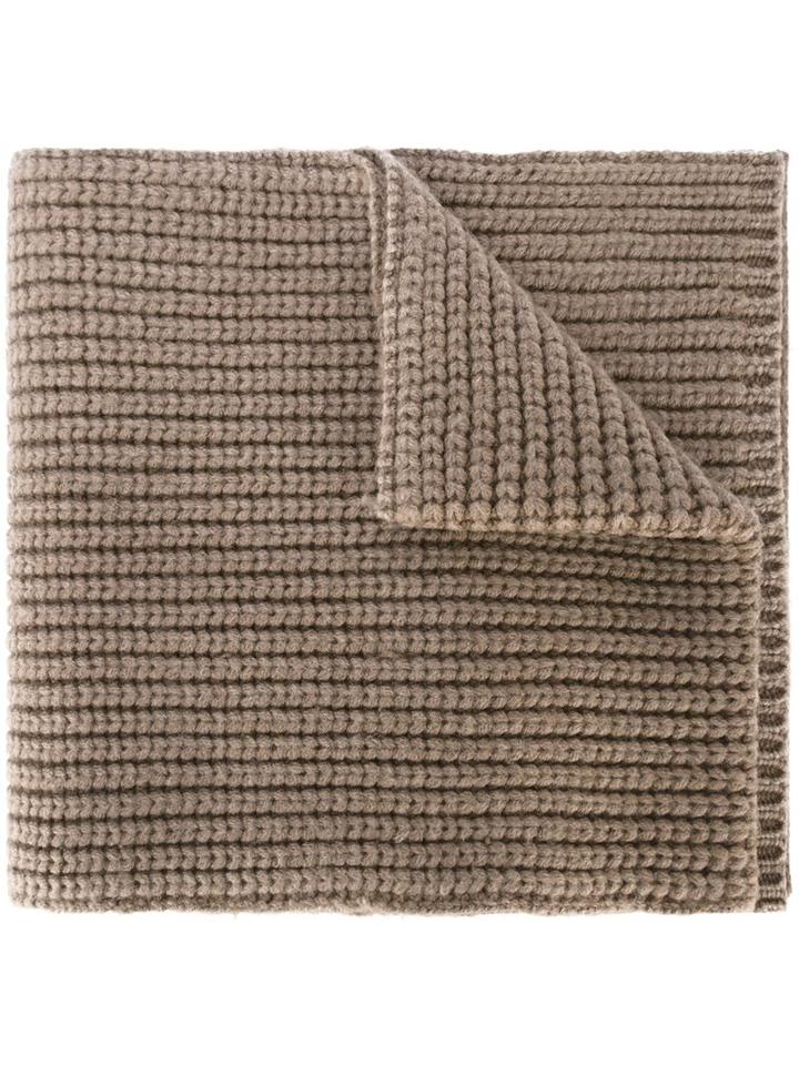 Eleventy Ribbed Scarf, Men's, Brown, Virgin Wool