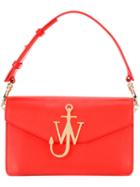 J.w. Anderson Logo Plaque Shoulder Bag, Women's, Red, Goat Skin