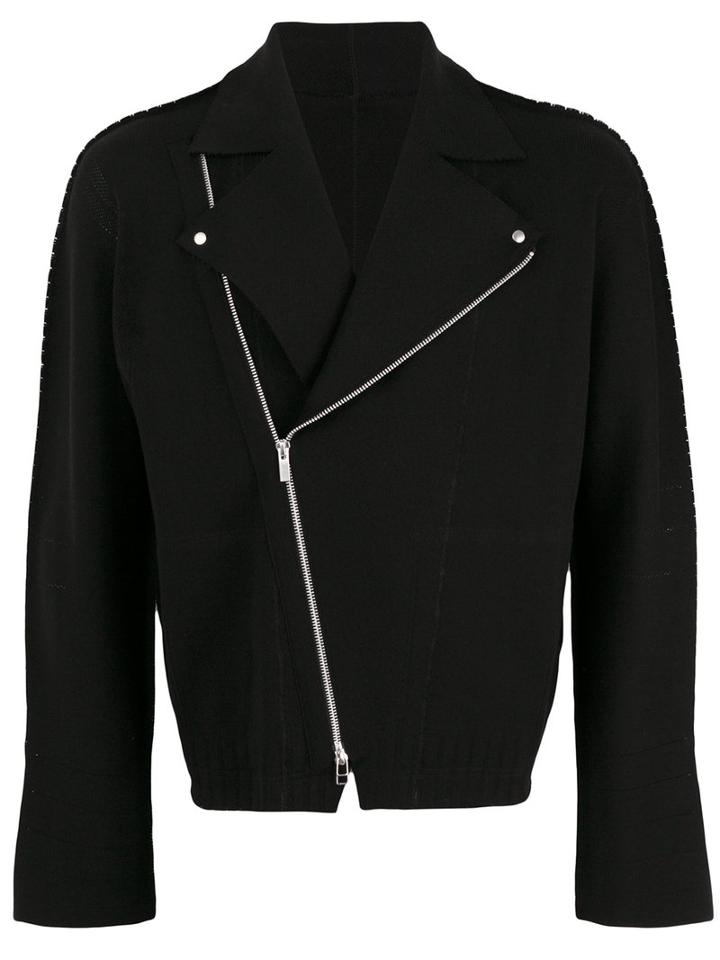 Issey Miyake - Knitted Biker Jacket - Men - Nylon/cotton - 1, Black, Nylon/cotton